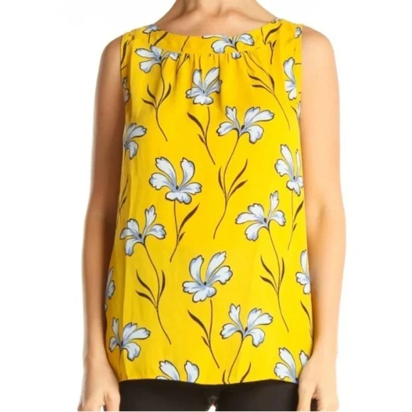 Loft Yellow Floral Sleeveless Blouse - Picture 1 of 5